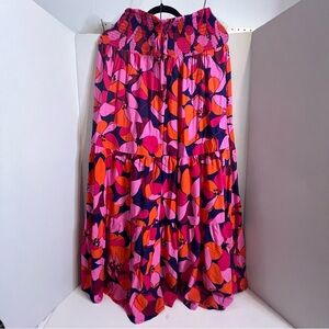 Women’s Abel The Label, Pink Floral Maxi Skirt, Size L.